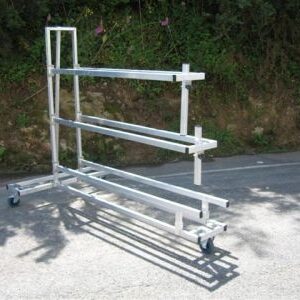 CHARIOT ALU PORTE 3 ANNEXES - - PRESENTOIR SUR ROULETTES