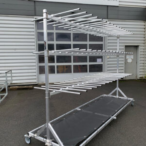 PORTANT ALU 3 NIVEAUX PORTE - 102 GILETS 4 ROULETTES